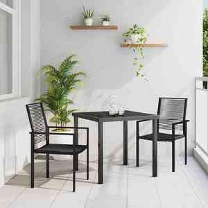 vidaXL Set de masă pentru grădină 3 pcs Negru Rattan PVC imagine