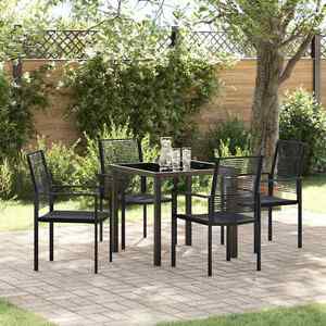 vidaXL Set de masă pentru grădină 5 pcs Negru Rattan PVC imagine