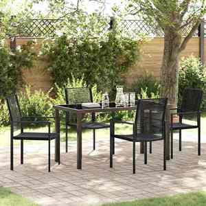 vidaXL Set de masă pentru grădină 5 pcs Negru Rattan PVC imagine