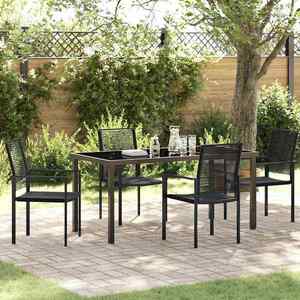 vidaXL Set de masă pentru grădină 5 pcs Negru Rattan PVC imagine