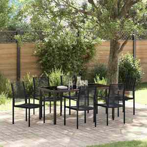 vidaXL Set de masă pentru grădină 7 pcs Negru Rattan PVC imagine