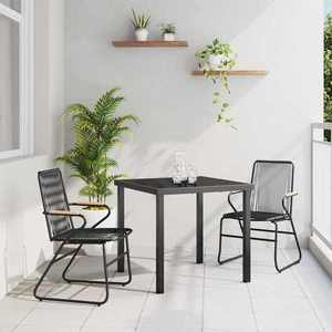 vidaXL Set de masă pentru grădină 3 pcs Negru Rattan PVC imagine