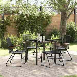 vidaXL Set de masă pentru grădină 5 pcs Negru Rattan PVC imagine