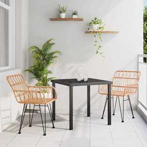 vidaXL Set de masă pentru grădină 3 pcs Maro Rattan poli imagine