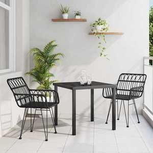 vidaXL Set de masă pentru grădină 3 pcs Negru Rattan poli imagine