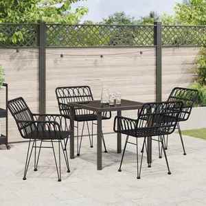 vidaXL Set de masă pentru grădină 5 pcs Negru Rattan poli imagine