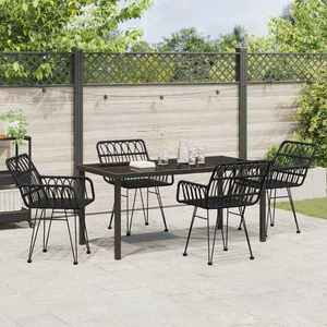 vidaXL Set de masă pentru grădină 5 pcs Negru Rattan poli imagine
