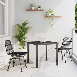 vidaXL Set de masă pentru grădină 3 pcs Negru Rattan poli imagine