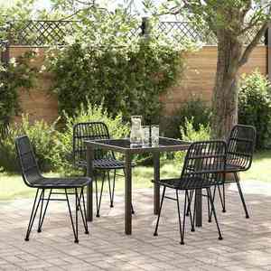vidaXL Set de masă pentru grădină 5 pcs Negru Rattan poli imagine