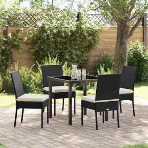 vidaXL Set de masă pentru grădină 5 pcs Negru Rattan poli imagine