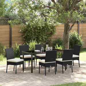 vidaXL Set de masă pentru grădină 7 pcs Negru Rattan poli imagine