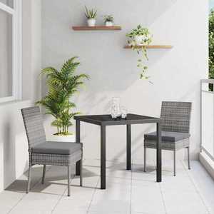 vidaXL Set de masă pentru grădină 3 pcs Gri Rattan poli imagine
