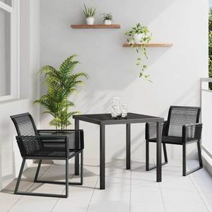 vidaXL Set de masă pentru grădină 3 pcs Negru Rattan poli imagine