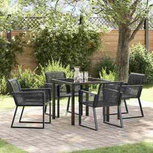 vidaXL Set de masă pentru grădină 5 pcs Negru Rattan poli imagine