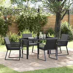 vidaXL Set de masă pentru grădină 5 pcs Negru Rattan poli imagine