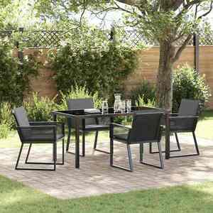 vidaXL Set de masă pentru grădină 5 pcs Negru Rattan poli imagine