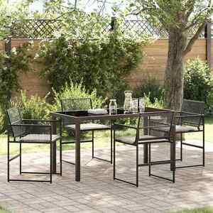 vidaXL Set de masă pentru grădină 5 pcs Negru Rattan poli imagine