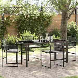 vidaXL Set de masă pentru grădină 5 pcs Negru Rattan poli imagine