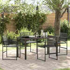 vidaXL Set de masă pentru grădină 5 pcs Negru Rattan poli imagine