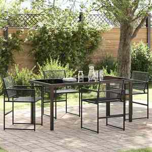 vidaXL Set de masă pentru grădină 5 pcs Negru Rattan poli imagine