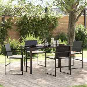 vidaXL Set de masă pentru grădină 5 pcs Negru Rattan poli imagine
