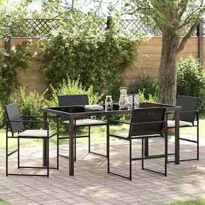 vidaXL Set de masă pentru grădină 5 pcs Negru Rattan poli imagine