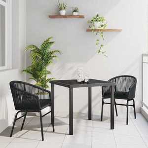 vidaXL Set de masă pentru grădină 3 pcs Negru Rattan poli imagine