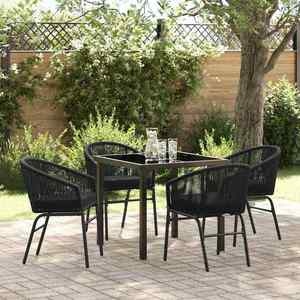 vidaXL Set de masă pentru grădină 5 pcs Negru Rattan poli imagine