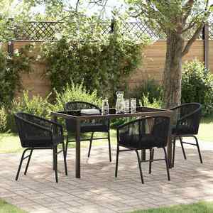 vidaXL Set de masă pentru grădină 5 pcs Negru Rattan poli imagine
