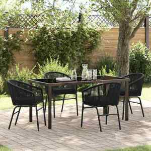 vidaXL Set de masă pentru grădină 5 pcs Negru Rattan poli imagine