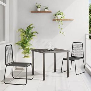 vidaXL Set de masă pentru grădină 3 pcs Negru Rattan poli imagine