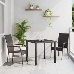 vidaXL Set de masă pentru grădină 3 pcs Maro Rattan poli imagine