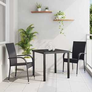 vidaXL Set de masă pentru grădină 3 pcs Negru Rattan poli imagine