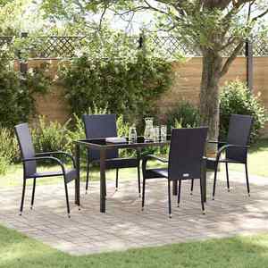 vidaXL Set de masă pentru grădină 5 pcs Negru Rattan poli imagine