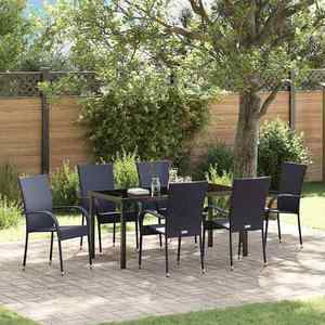 vidaXL Set de masă pentru grădină 7 pcs Negru Rattan poli imagine