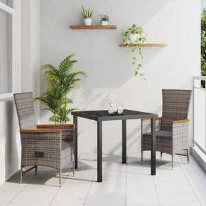 vidaXL Set de masă pentru grădină cu pernă 3 pcs Gri Rattan poli imagine