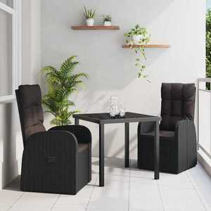 vidaXL Set de masă pentru grădină cu pernă 3 pcs Negru Rattan poli imagine
