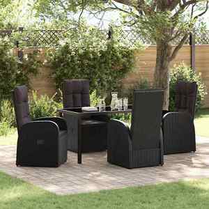vidaXL Set de masă pentru grădină cu pernă 5 pcs Negru Rattan poli imagine