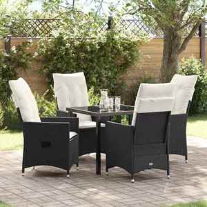 vidaXL Set de masă pentru grădină cu pernă 5 pcs Negru Rattan poli imagine