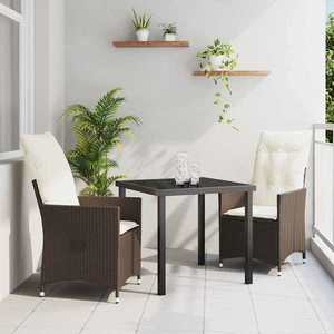 vidaXL Set de masă pentru grădină cu pernă 3 pcs Maro Rattan poli imagine