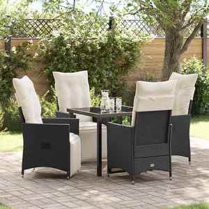 vidaXL Set de masă pentru grădină cu pernă 5 pcs Negru Rattan poli imagine