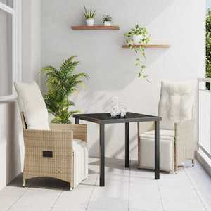vidaXL Set de masă pentru grădină cu pernă 3 pcs Bej Rattan poli imagine