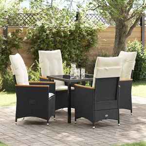 vidaXL Set de masă pentru grădină cu pernă 5 pcs Negru Rattan poli imagine