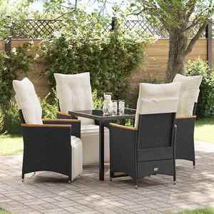 vidaXL Set de masă pentru grădină cu pernă 5 pcs Negru Rattan poli imagine