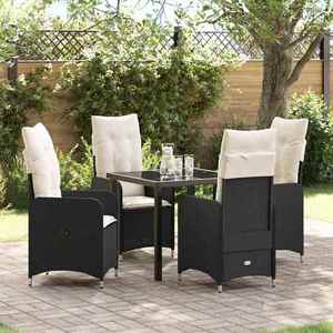 vidaXL Set de masă pentru grădină cu pernă 5 pcs Negru Rattan poli imagine