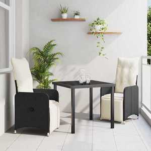 vidaXL Set de masă pentru grădină cu pernă 3 pcs Negru Rattan poli imagine