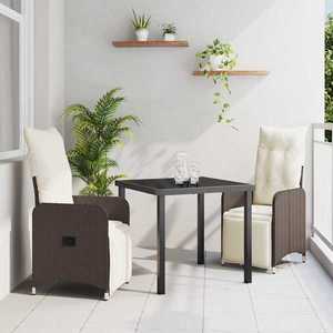 vidaXL Set de masă pentru grădină cu pernă 3 pcs Maro Rattan poli imagine