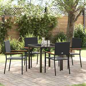 vidaXL Set de masă pentru grădină 5 pcs Negru Rattan poli imagine