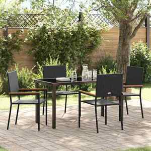 vidaXL Set de masă pentru grădină 5 pcs Negru Rattan poli imagine