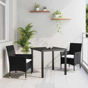 vidaXL Set de masă pentru grădină cu pernă 3 pcs Negru Rattan poli imagine